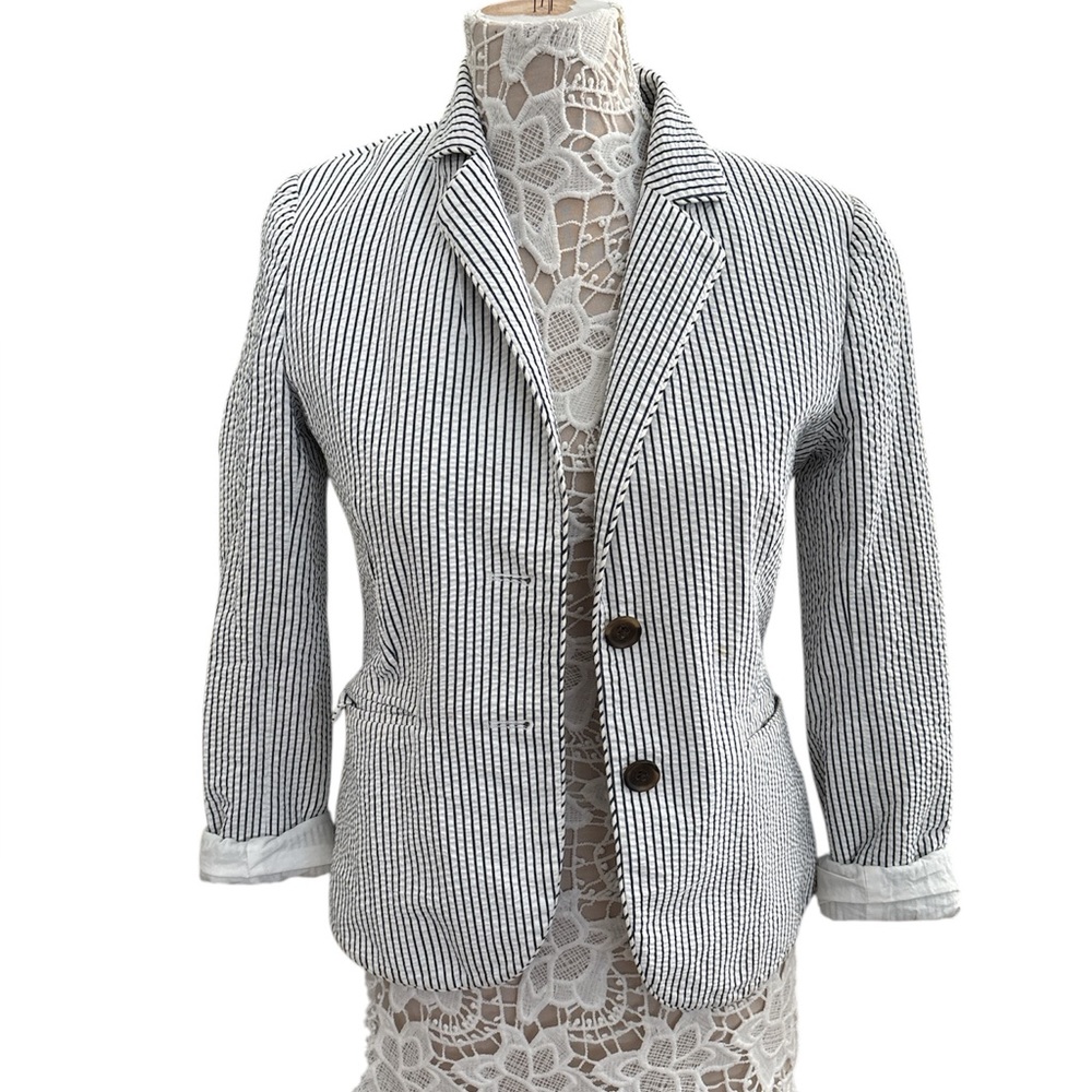 J.Crew Women's Black and White Striped Blazer